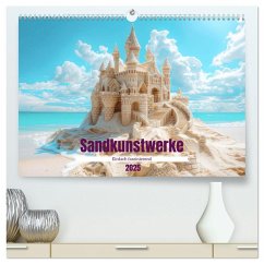 Sandkunstwerke - Einfach faszinierend (hochwertiger Premium Wandkalender 2025 DIN A2 quer), Kunstdruck in Hochglanz - Calvendo;Brunner-Klaus, Liselotte