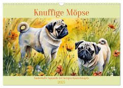 Knuffige Möpse (Wandkalender 2025 DIN A3 quer), CALVENDO Monatskalender