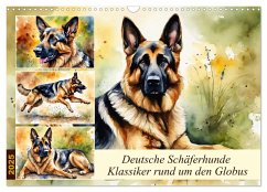 Deutsche Schäferhunde - Klassiker rund um den Globus (Wandkalender 2025 DIN A3 quer), CALVENDO Monatskalender