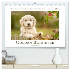 Golden Retriever... Herzenshunde (hochwertiger Premium Wandkalender 2025 DIN A2 quer), Kunstdruck in Hochglanz