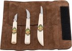 Kirschen Schnitzmessersatz in Velourleder-Rolltasche