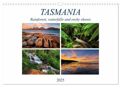 Tasmania Rainforest, waterfalls and rocky shores (Wall Calendar 2025 DIN A3 landscape), CALVENDO 12 Month Wall Calendar