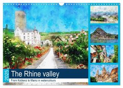 The Rhine valley - From Koblenz to Mainz in watercolours (Wall Calendar 2025 DIN A3 landscape), CALVENDO 12 Month Wall Calendar