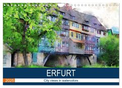 Erfurt - City views in watercolors (Wall Calendar 2025 DIN A4 landscape), CALVENDO 12 Month Wall Calendar