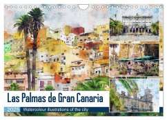 Las Palmas de Gran Canaria - Watercolour illustrations of the city (Wall Calendar 2025 DIN A4 landscape), CALVENDO 12 Month Wall Calendar