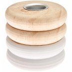 Holz Kerzenhalter Ringe, groß, Weiß, für Kerzen Ø 2,4 cm, Ø 7,5 cm, H 7 cm