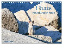 Chats - rencontres en route (Calendrier mural 2025 DIN A4 vertical), CALVENDO calendrier mensuel