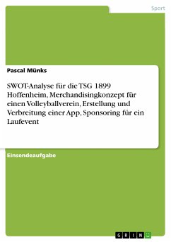 SWOT-Analyse für die TSG 1899 Hoffenheim, Merchandisingkonzept für einen Volleyballverein, Erstellung und Verbreitung einer App, Sponsoring für ein Laufevent (eBook, PDF) - Münks, Pascal