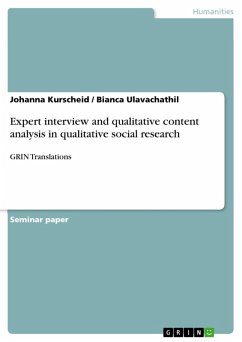 Expert interview and qualitative content analysis in qualitative social research (eBook, PDF) - Kurscheid, Johanna; Ulavachathil, Bianca