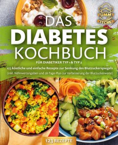 Das Diabetes Kochbuch für Diabetiker Typ 1 & Typ 2: 123 köstliche und einfache Rezepte zur Senkung des Blutzuckerspiegels (inkl. Nährwertangaben und 28-Tage-Plan zur Verbesserung der Blutzuckerwerte) - Kitchen, Yummy