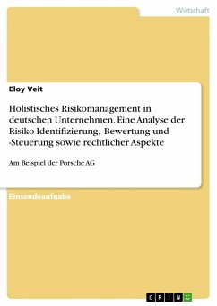 Holistisches Risikomanagement in deutschen Unternehmen. Eine Analyse der Risiko-Identifizierung, -Bewertung und -Steuerung sowie rechtlicher Aspekte