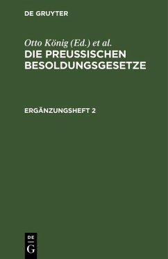 Cover Die Preußischen Besoldungsgesetze. Ergänzungsheft 2 (eBook, PDF)