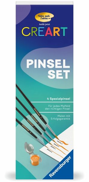 Ravensburger 25559 - Malen nach Zahlen, CreArt Pinselset in Metalldose, 4 Spezialpinsel Stärke 0/1/2/3 Ravensburger 25559 - Malen nach Zahlen, CreArt Pinselset in Metalldose, 4 Spezialpinsel Stärke 0/1/2/3