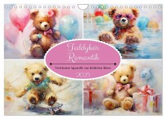 Teddybär Romantik. Verträumte Aquarelle von lieblichen Bären (Wandkalender 2025 DIN A4 quer), CALVENDO Monatskalender