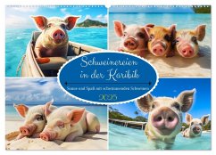 Schweinereien in der Karibik. Sonne und Spaß mit schwimmenden Schweinen (Wandkalender 2025 DIN A2 quer), CALVENDO Monatskalender - Calvendo;Hurley, Rose