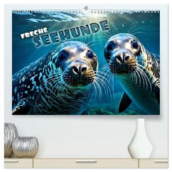 Freche Seehunde (hochwertiger Premium Wandkalender 2025 DIN A2 quer), Kunstdruck in Hochglanz