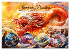 Jahr des Drachen - Im Stil des chinesischen Tierkreiszeichens (Wandkalender 2025 DIN A4 quer), CALVENDO Monatskalender