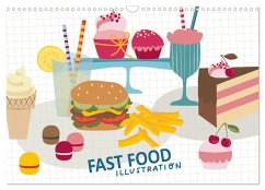 Fast Food Illustration (Wandkalender 2025 DIN A3 quer), CALVENDO Monatskalender - Calvendo;Markiewicz, Izabella