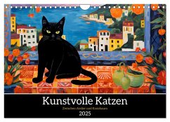 Kunstvolle Katzen (Wandkalender 2025 DIN A4 quer), CALVENDO Monatskalender - Calvendo;HollywayArt