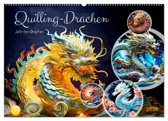 Quilling-Drachen - Jahr des Drachen (Wandkalender 2025 DIN A2 quer), CALVENDO Monatskalender - Calvendo;Frost, Anja