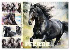 Pferde. Romantische Aquarelle von schwarzen Schönheiten (Wandkalender 2025 DIN A4 quer), CALVENDO Monatskalender