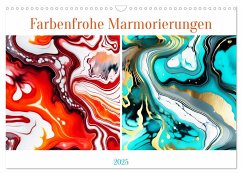 Farbenfrohe Marmorierungen (Wandkalender 2025 DIN A3 quer), CALVENDO Monatskalender