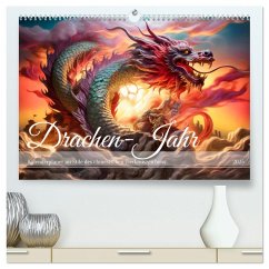 Drachen-Jahr - Kalenderplaner im Stile des chinesischen Tierkreiszeichens (hochwertiger Premium Wandkalender 2025 DIN A2 quer), Kunstdruck in Hochglanz