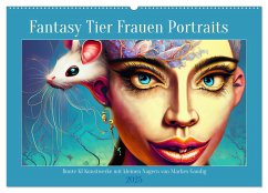 Fantasy Tier Frauen Portraits (Wandkalender 2025 DIN A2 quer), CALVENDO Monatskalender