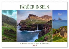 Färöer Inseln - Wo Schafe tanzen und die Natur im Winde fliegt (Wandkalender 2025 DIN A2 quer), CALVENDO Monatskalender