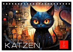 Katzen - die Nacht erwacht (Tischkalender 2025 DIN A5 quer), CALVENDO Monatskalender