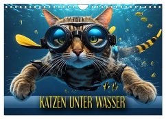 Katzen unter Wasser (Wandkalender 2025 DIN A4 quer), CALVENDO Monatskalender