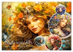 Blütenzauber - Farbenfrohe Illustrationen der Göttin Flora (Wandkalender 2025 DIN A3 quer), CALVENDO Monatskalender
