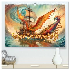 Fantasie-Drachensegelschiffe (hochwertiger Premium Wandkalender 2025 DIN A2 quer), Kunstdruck in Hochglanz