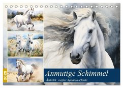 Anmutige Schimmel. Ästhetik weißer Aquarell-Pferde (Tischkalender 2025 DIN A5 quer), CALVENDO Monatskalender