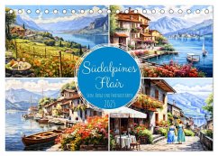 Südalpines Flair - Seen, Berge und Fantasiestädte (Tischkalender 2025 DIN A5 quer), CALVENDO Monatskalender