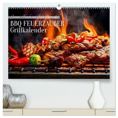 BBQ Feuerzauber - Grillkalender (hochwertiger Premium Wandkalender 2025 DIN A2 quer), Kunstdruck in Hochglanz - Calvendo;Frost, Anja