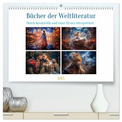 Bücher der Weltliteratur (hochwertiger Premium Wandkalender 2025 DIN A2 quer), Kunstdruck in Hochglanz