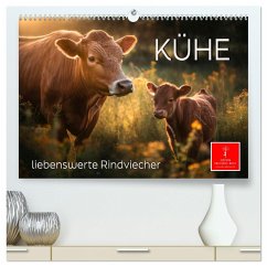 Kühe - liebenswerte Rindviecher (hochwertiger Premium Wandkalender 2025 DIN A2 quer), Kunstdruck in Hochglanz