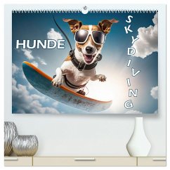 Hunde Skydiving (hochwertiger Premium Wandkalender 2025 DIN A2 quer), Kunstdruck in Hochglanz