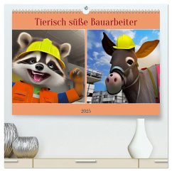 Tierisch süße Bauarbeiter (hochwertiger Premium Wandkalender 2025 DIN A2 quer), Kunstdruck in Hochglanz