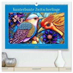 Kunterbunte Zwitscherlinge (hochwertiger Premium Wandkalender 2025 DIN A2 quer), Kunstdruck in Hochglanz