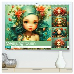 Zauberhafte Meerjungfrauen. Liebliche Illustrationen (hochwertiger Premium Wandkalender 2025 DIN A2 quer), Kunstdruck in Hochglanz - Calvendo;Hurley, Rose