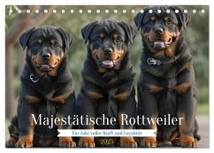 Majestätische Rottweiler: Ein Jahr voller Kraft und Loyalität (Tischkalender 2025 DIN A5 quer), CALVENDO Monatskalender - Calvendo;Ro-Design