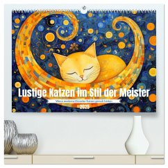 Lustige Katzen im Stil der Meister (hochwertiger Premium Wandkalender 2025 DIN A2 quer), Kunstdruck in Hochglanz
