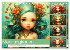 Zauberhafte Meerjungfrauen. Liebliche Illustrationen (Tischkalender 2025 DIN A5 quer), CALVENDO Monatskalender