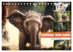 Tierkinder beim baden (Tischkalender 2025 DIN A5 quer), CALVENDO Monatskalender