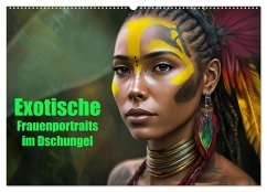 Exotische Frauenportraits im Dschungel (Wandkalender 2025 DIN A2 quer), CALVENDO Monatskalender