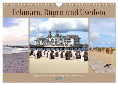 Fehmarn, Rügen und Usedom - Impressionen von den drei großen Ostseeinseln (Wandkalender 2025 DIN A4 quer), CALVENDO Monatskalender