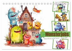 Monsterjobs - Kleine Monster, große Träume (Tischkalender 2025 DIN A5 quer), CALVENDO Monatskalender