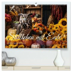 Stillleben mit Eule (hochwertiger Premium Wandkalender 2025 DIN A2 quer), Kunstdruck in Hochglanz - Calvendo;HanneLeese